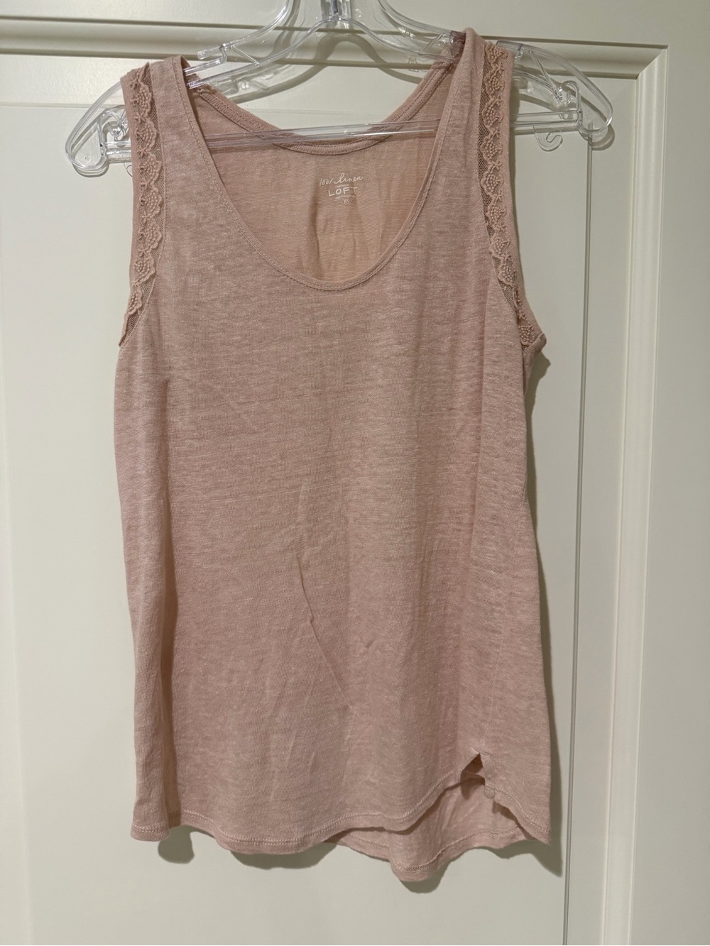 LOFT Blush Lace-Trim Scoop Neck Tank
